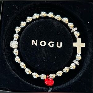 🩶❤️ NOGU Silver and Red Enamel Santa Cross Bracelet ❤️🩶